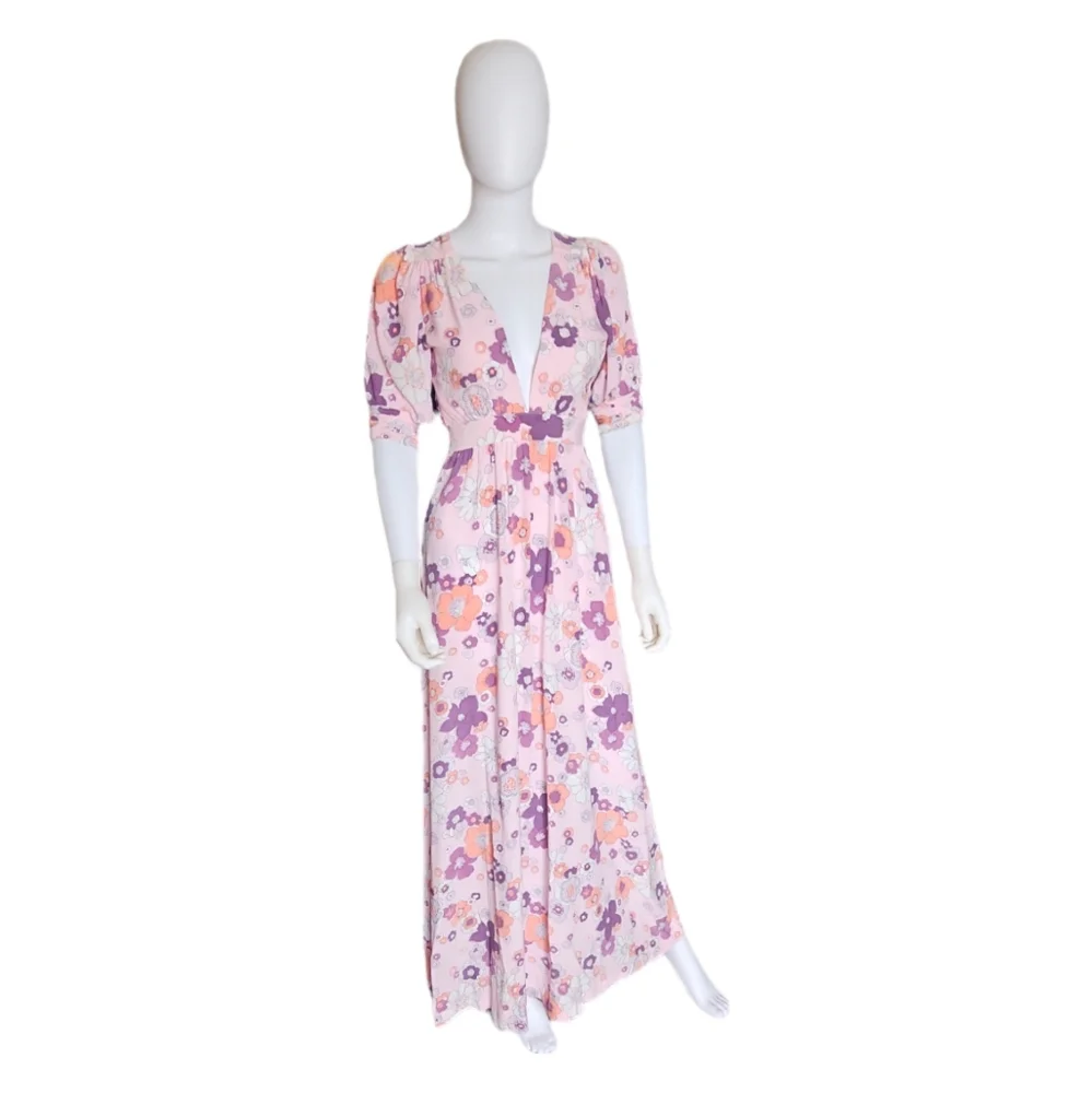 FOR LOVE & LEMONS | Magnolia Pink Floral Print Maxi Dress in Size Small - Picture 3 of 8